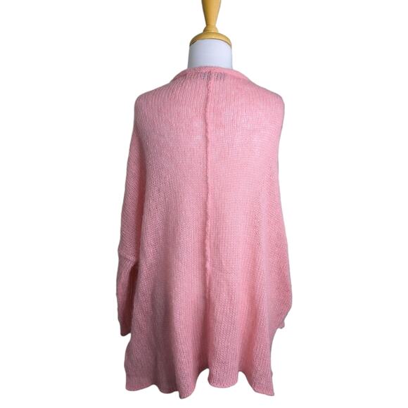 Wooden Ships Mohair Wool Blend Oversized Knit Sweater S/M Pink Pullover V Neck - Picture 4 of 7